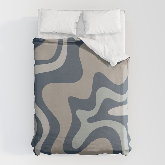 Liquid Swirl Abstract Pattern in Blue Gray Duvet Cover Gallery Image 6