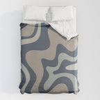 Liquid Swirl Abstract Pattern in Blue Gray Duvet Cover Gallery Image 6