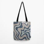 Liquid Swirl Abstract Pattern in Blue Gray Tote Bag Gallery Image 2