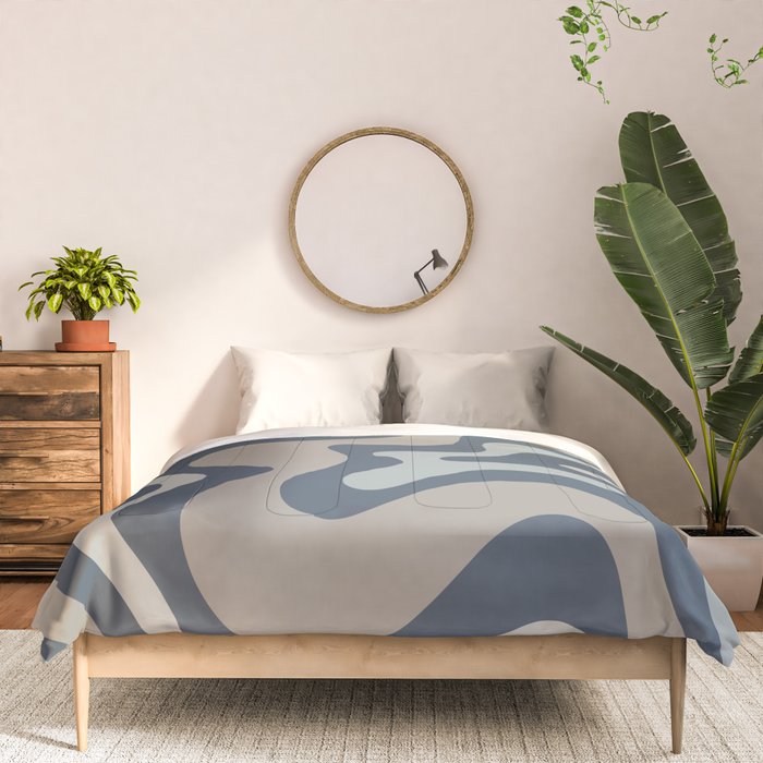 Liquid Swirl Abstract Pattern in Blue Gray Comforter Gallery Image 3