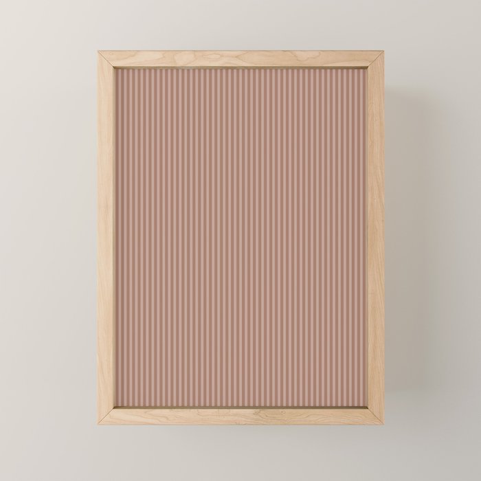 Fine Stripes Narrow Vertical Stripe Pattern in Mocha Brown Monochrome Mini Art Print Gallery Image 1