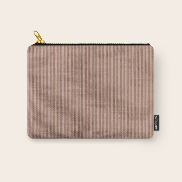 Fine Stripes Narrow Vertical Stripe Pattern in Mocha Brown Monochrome Carry All Pouch Gallery Image 1