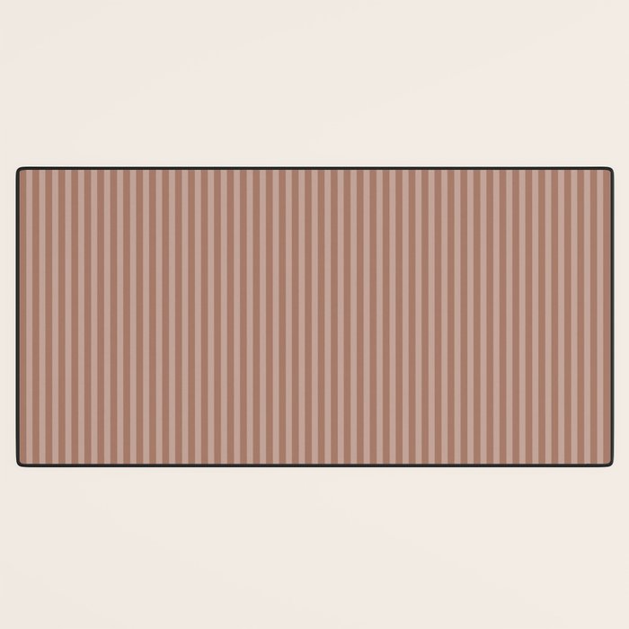 Fine Stripes Narrow Vertical Stripe Pattern in Mocha Brown Monochrome Desk Mat Gallery Image 3