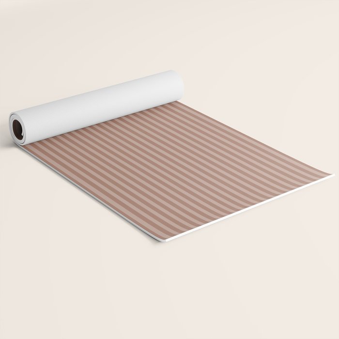 Fine Stripes Narrow Vertical Stripe Pattern in Mocha Brown Monochrome Yoga Mat Gallery Image 2