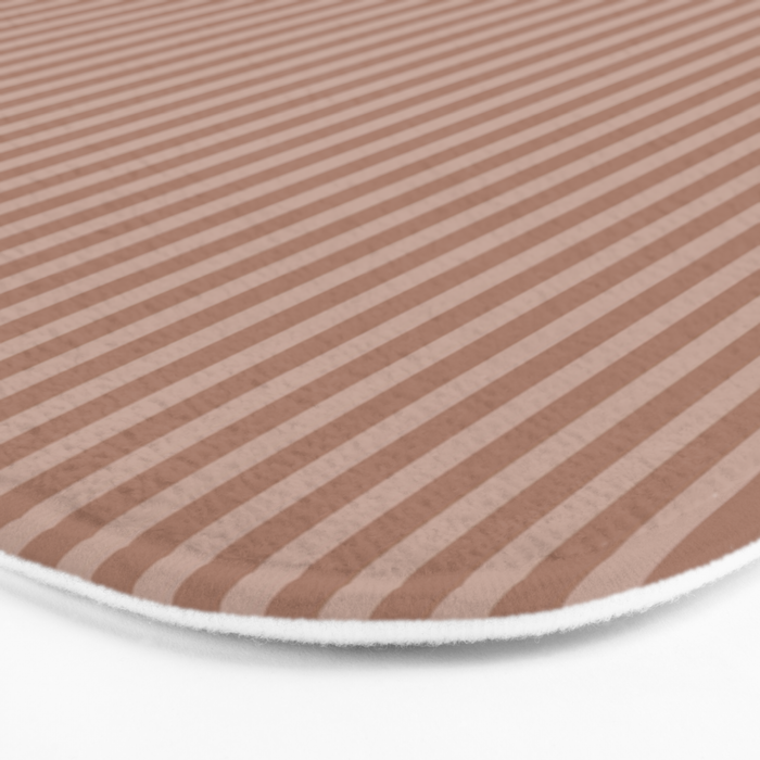 Fine Stripes Narrow Vertical Stripe Pattern in Mocha Brown Monochrome Bath Mat Gallery Image 3