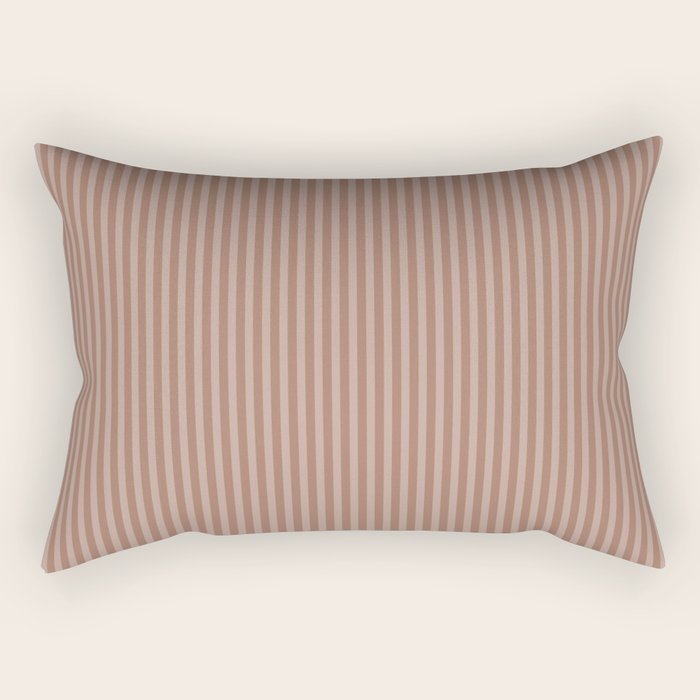 Fine Stripes Narrow Vertical Stripe Pattern in Mocha Brown Monochrome Rectangular Pillow Gallery Image 1