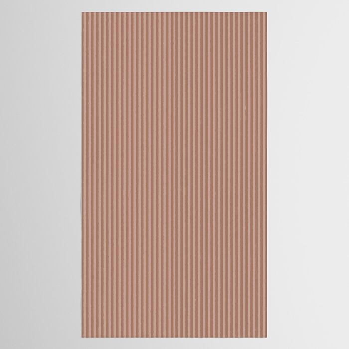 Fine Stripes Narrow Vertical Stripe Pattern in Mocha Brown Monochrome Tablecloth Gallery Image 2