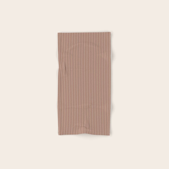 Fine Stripes Narrow Vertical Stripe Pattern in Mocha Brown Monochrome Bath Towel Gallery Image 1