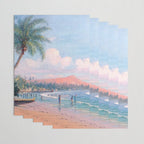 Waikiki Beach, Diamond Head, Oahu landscape painting by D. Howard Hitchcock Wrapping Paper Gallery Image 3