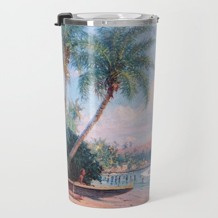 Waikiki Beach, Diamond Head, Oahu landscape painting by D. Howard Hitchcock Travel Mug Gallery Image 3