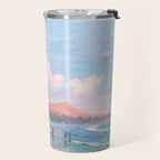 Waikiki Beach, Diamond Head, Oahu landscape painting by D. Howard Hitchcock Travel Mug Gallery Image 2