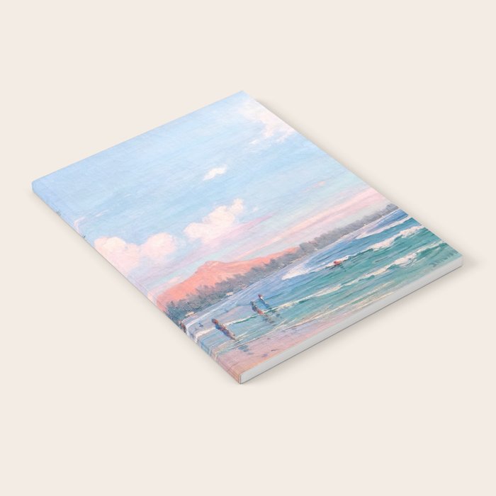 Waikiki Beach, Diamond Head, Oahu landscape painting by D. Howard Hitchcock Notebook Gallery Image 2