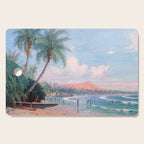 Waikiki Beach, Diamond Head, Oahu landscape painting by D. Howard Hitchcock Cutting Board Gallery Image 1