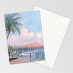 Waikiki Beach, Diamond Head, Oahu landscape painting by D. Howard Hitchcock Stationery Card Gallery Image 2