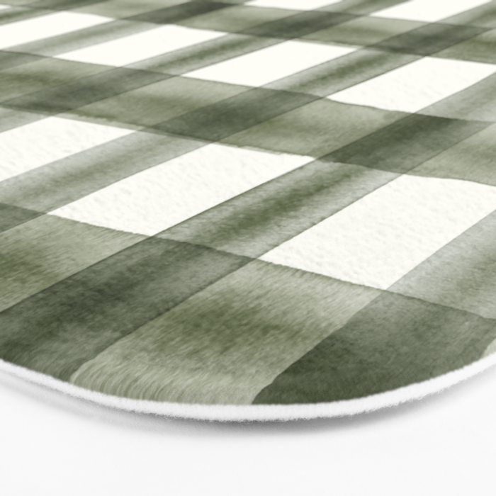 watercolor plaid - dark green Bath Mat Gallery Image 3