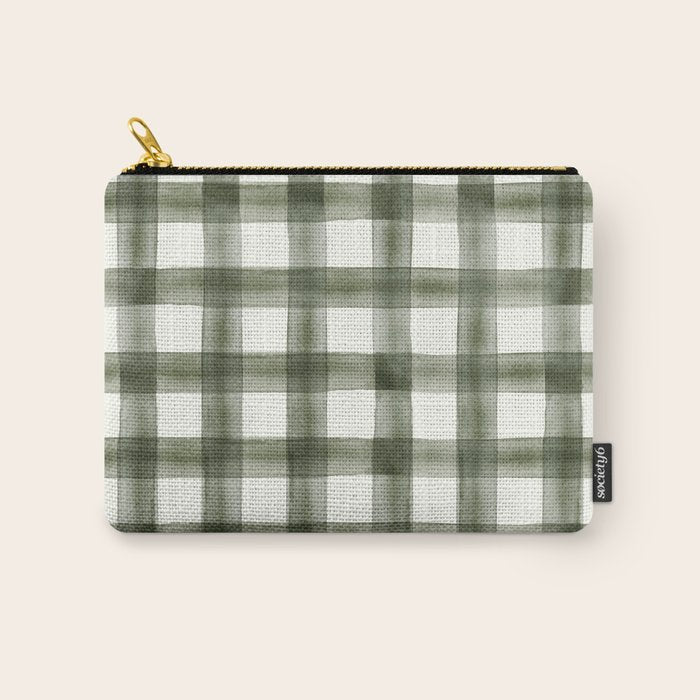 watercolor plaid - dark green Carry All Pouch Gallery Image 1