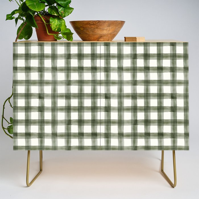 watercolor plaid - dark green Credenza Gallery Image 1