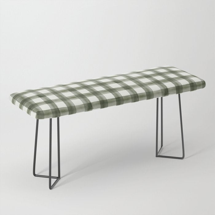 watercolor plaid - dark green Bench Gallery Image 1