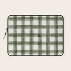 watercolor plaid - dark green Laptop Sleeve Gallery Image 1