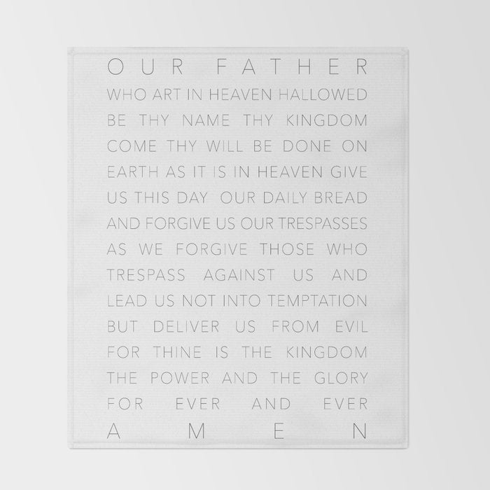 The Lord's Prayer White Throw Blanket Gallery Image 2
