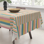 Mixed Stripes Pattern X Retro Summer Tablecloth Gallery Image 3
