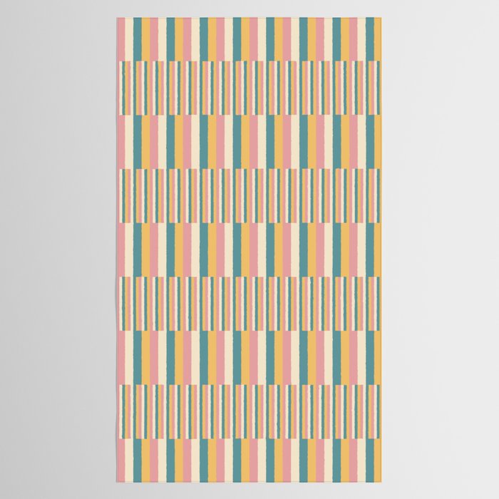Mixed Stripes Pattern X Retro Summer Tablecloth Gallery Image 2
