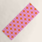 Retro Vintage 50s Starbursts Pattern in Orange and Bright Pink Yoga Mat Gallery Image 1