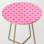 Retro Vintage 50s Starbursts Pattern in Orange and Bright Pink Side Table Gallery Image 2