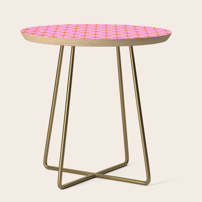 Retro Vintage 50s Starbursts Pattern in Orange and Bright Pink Side Table Gallery Image 1