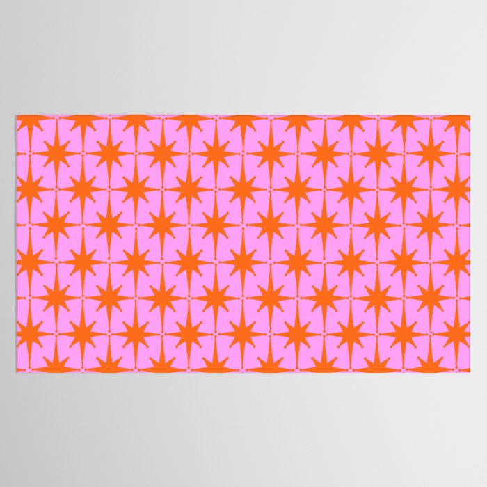 Retro Vintage 50s Starbursts Pattern in Orange and Bright Pink Tablecloth Gallery Image 2