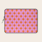 Retro Vintage 50s Starbursts Pattern in Orange and Bright Pink Laptop Sleeve Gallery Image 1