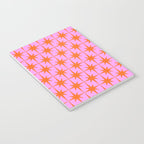 Retro Vintage 50s Starbursts Pattern in Orange and Bright Pink Notebook Gallery Image 3