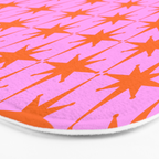 Retro Vintage 50s Starbursts Pattern in Orange and Bright Pink Bath Mat Gallery Image 3