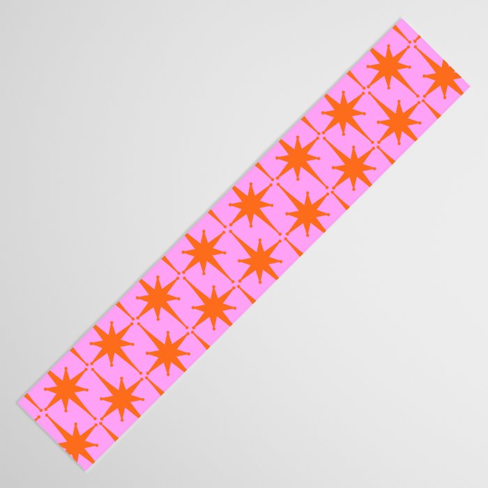 Retro Vintage 50s Starbursts Pattern in Orange and Bright Pink Table Runner Gallery Image 3