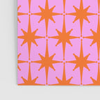 Retro Vintage 50s Starbursts Pattern in Orange and Bright Pink Poster Gallery Image 3