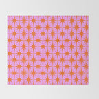 Retro Vintage 50s Starbursts Pattern in Orange and Bright Pink Throw Blanket Gallery Image 2