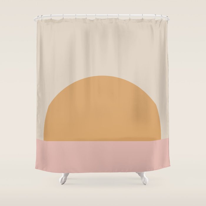 Minimal Sunrise Sunset - Earthy Neutral Shower Curtain Gallery Image 1