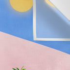 Belize Poolside Colorful Landscape Illustration Wall Tapestry Gallery Image 3