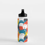 Silly Cats Crowd Pattern Water Bottle Gallery Image 3