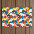 Silly Cats Crowd Pattern Outdoor Rug Gallery Image 1