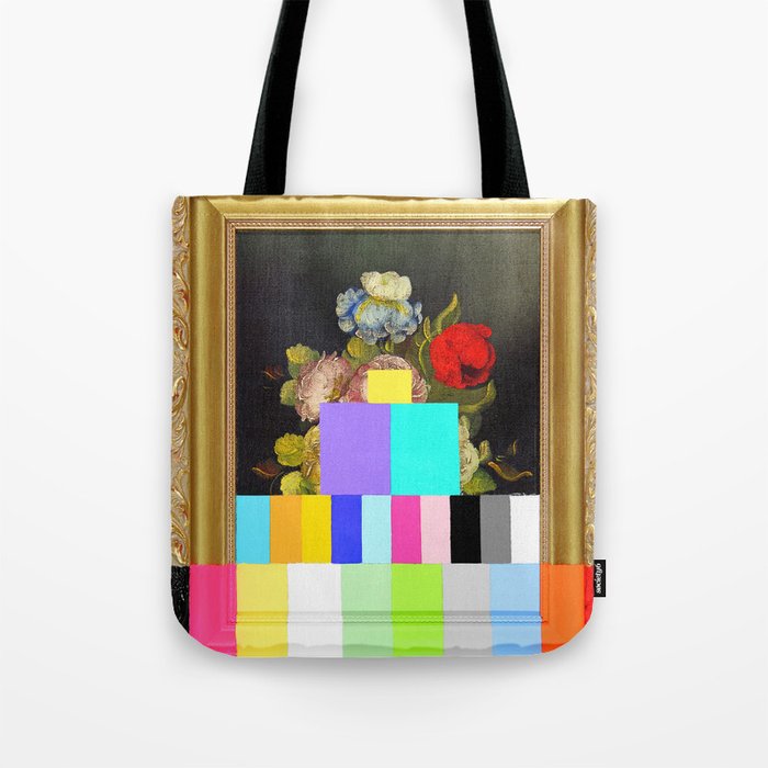 A Painting of Flowers With Color Bars Tote Bag Gallery Image 1