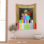 A Painting of Flowers With Color Bars Wall Tapestry Gallery Image 2