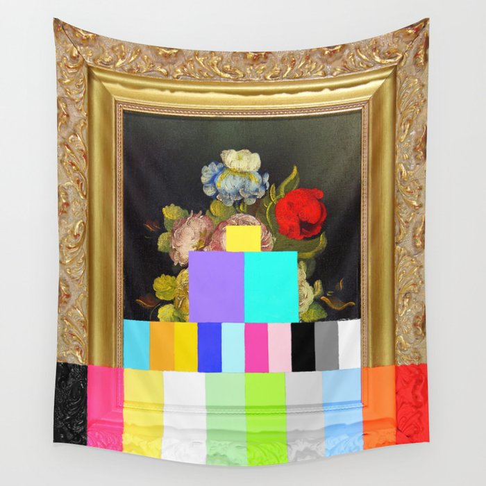 A Painting of Flowers With Color Bars Wall Tapestry Gallery Image 1