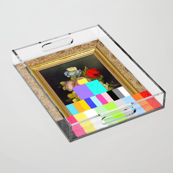 A Painting of Flowers With Color Bars Acrylic Tray Gallery Image 1