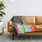 A Painting of Flowers With Color Bars Throw Blanket Gallery Image 1