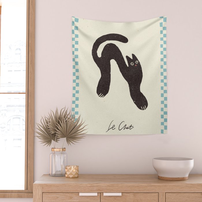 Le Chat. Funny cat illustration Wall Tapestry Gallery Image 2