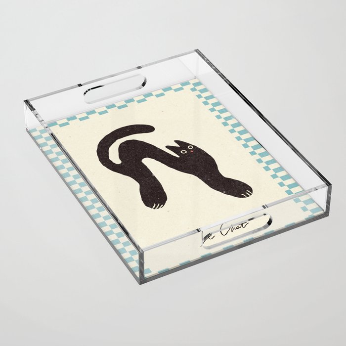 Le Chat. Funny cat illustration Acrylic Tray Gallery Image 1