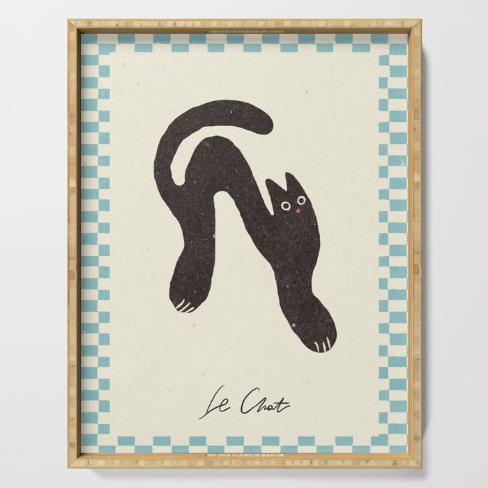 Le Chat. Funny cat illustration Serving Tray Gallery Image 1