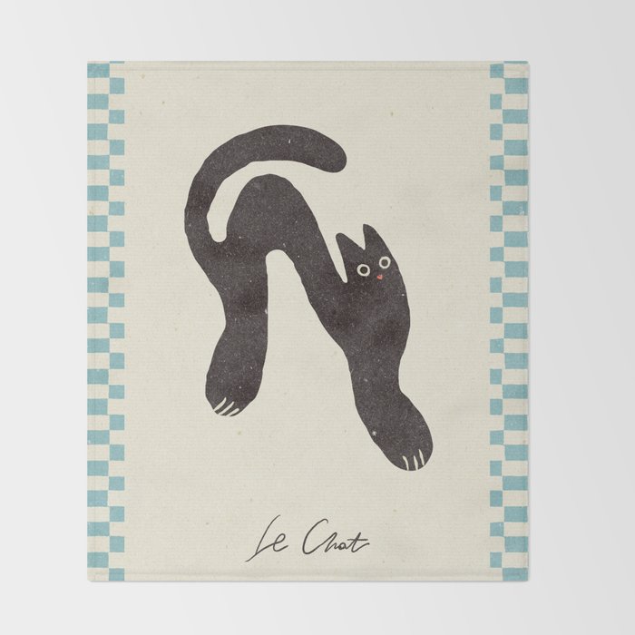 Le Chat. Funny cat illustration Throw Blanket Gallery Image 2