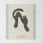 Le Chat. Funny cat illustration Throw Blanket Gallery Image 2